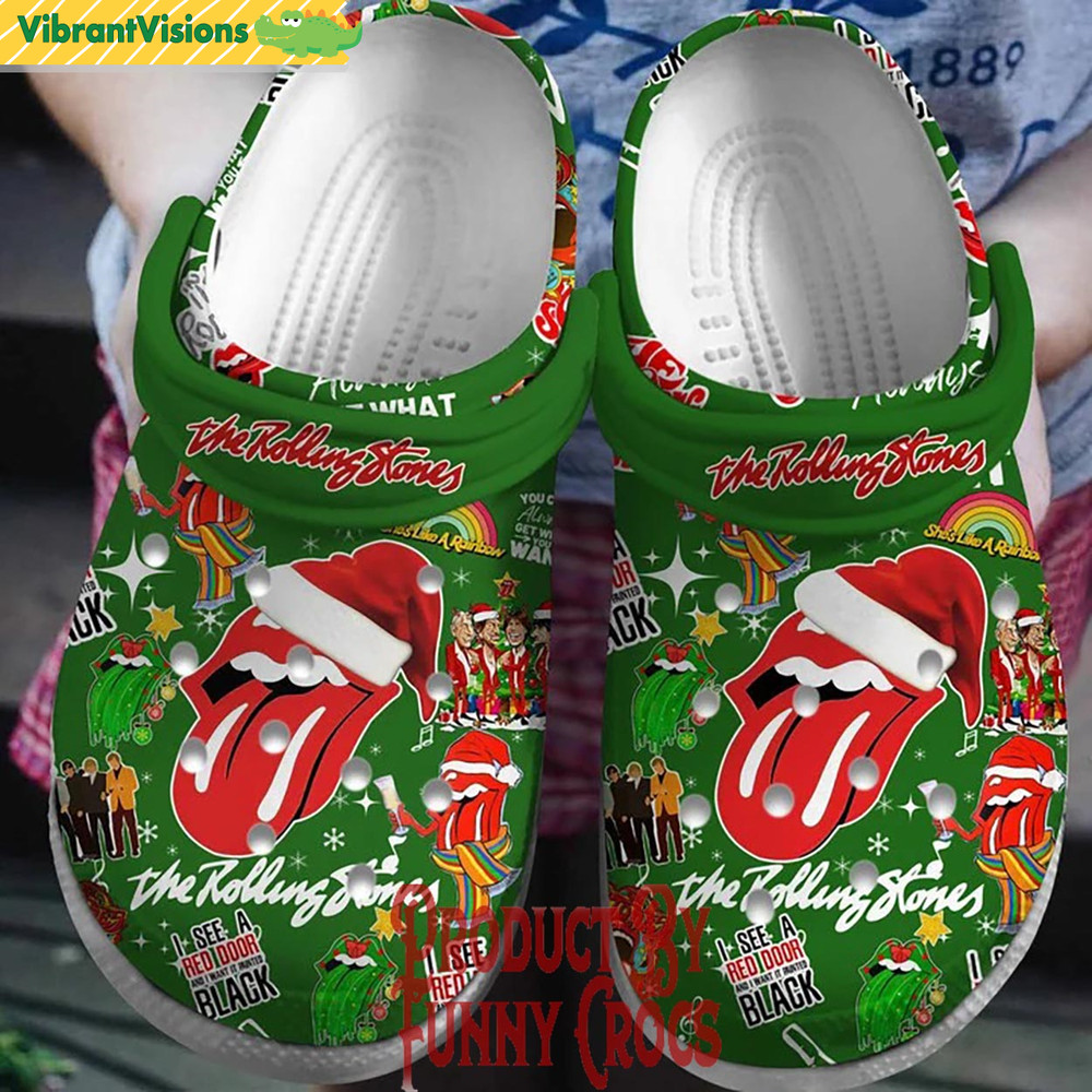 The Rolling Stones Paint it Black Christmas Green Crocs - Discover Comfort And Style Clog Shoes With Funny Crocs.jpg