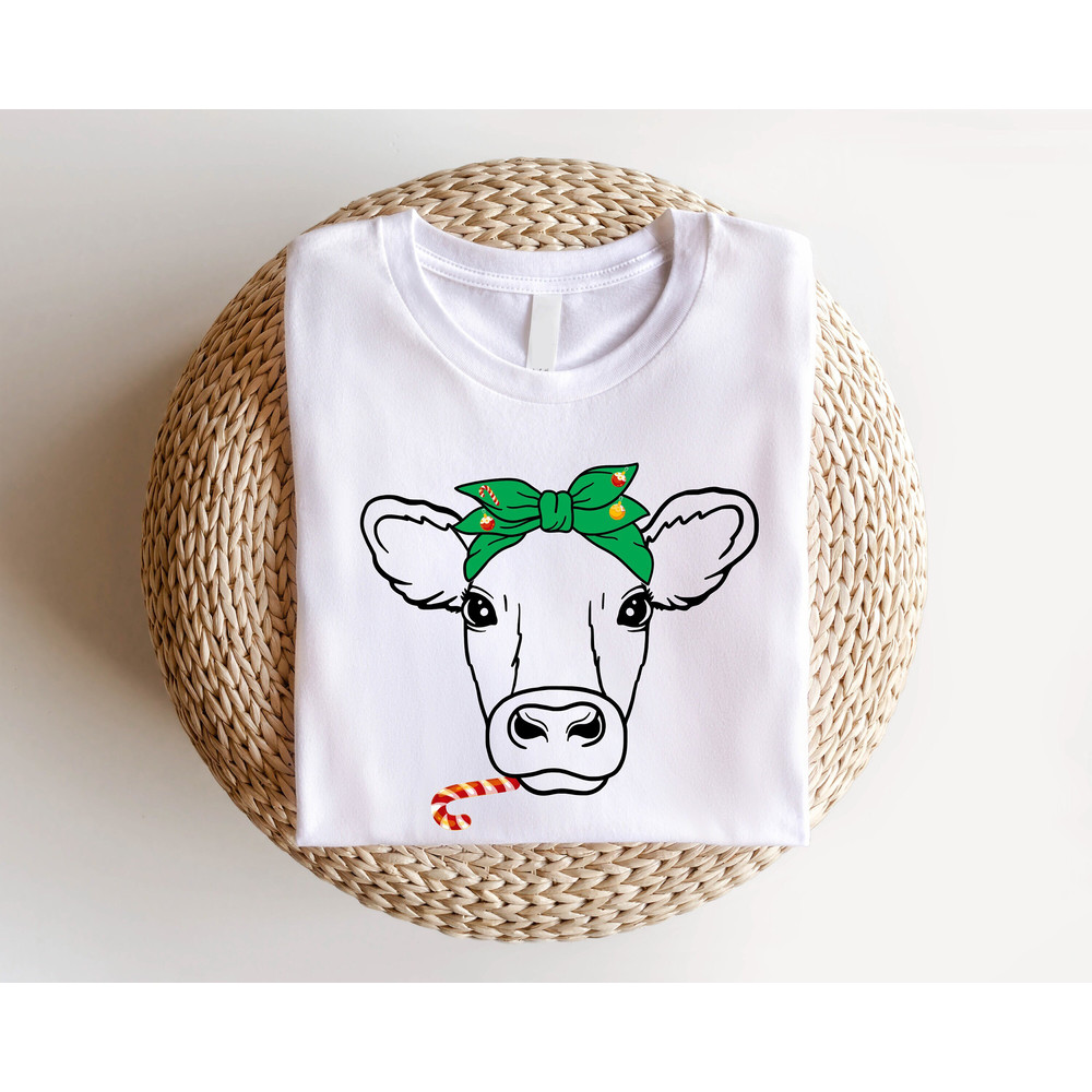 Christmas Cow Shirt, Funny Cow Lovers Christmas T-Shirt, Western Christmas Tee, Western Farmer Women Shirt Gift, Cute Cow Christmas Tee.jpg
