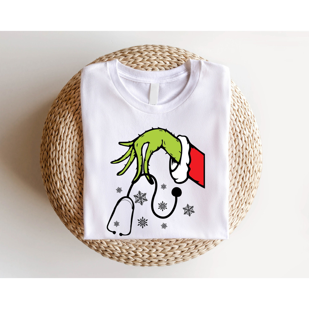 Christmas Nurse Shirt, Cute Santa Stethoscope Sweatshirt, Merry Nurse Christmas Tee, Women Nurse Group Hoodie, Nurse Holiday Outfits.jpg