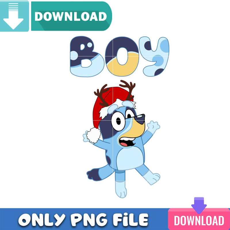 Bluey Christmas Boy PNG Perfect Sublimation Design Download.jpg