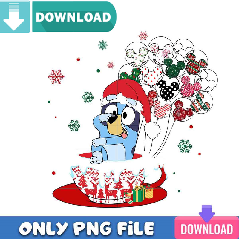 Bluey Christmas Balloon PNG Perfect Sublimation Design.jpg
