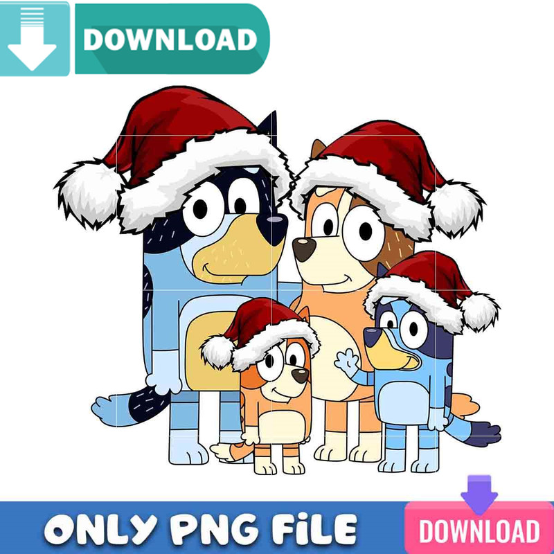 Bluey Family Christmas Time PNG Perfect Sublimation Design.jpg