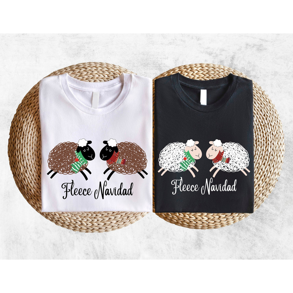 Fleece Navidad Shirt, Holiday Feliz Navidad Sheep T-Shirt, Kids Adults Feliz Navidad Tees, Unisex Christmas Outfits, Merry Christmas Clothes.jpg
