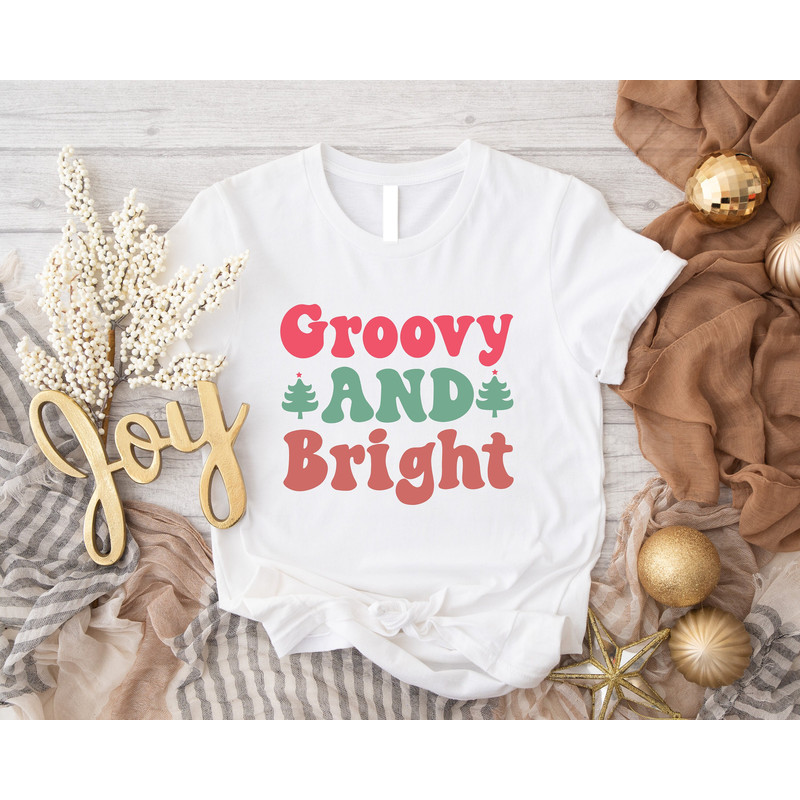 Groovy And Bright Shirt, Kids Adults Christmas T-Shirts, Retro Christmas Tee, Christmas Holiday Outfits, Cute Kids Christmas Clothing, Xmas.jpg