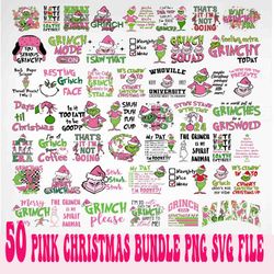 50 retro pink christmas svg png bundle, grinch bundle svg png, christmas svg bundle, pink grinch svg, pink grinch png