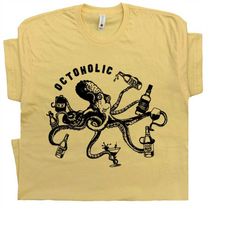octoholic alcoholic t shirt funny beer t shirts octopus t shirts cool bar t shirts pub t shirts vintage shirts home brew