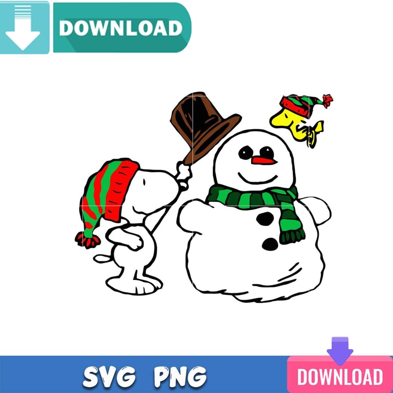 Snoopy And Snowman Christmas SVG Best Files For Cricut Design.jpg