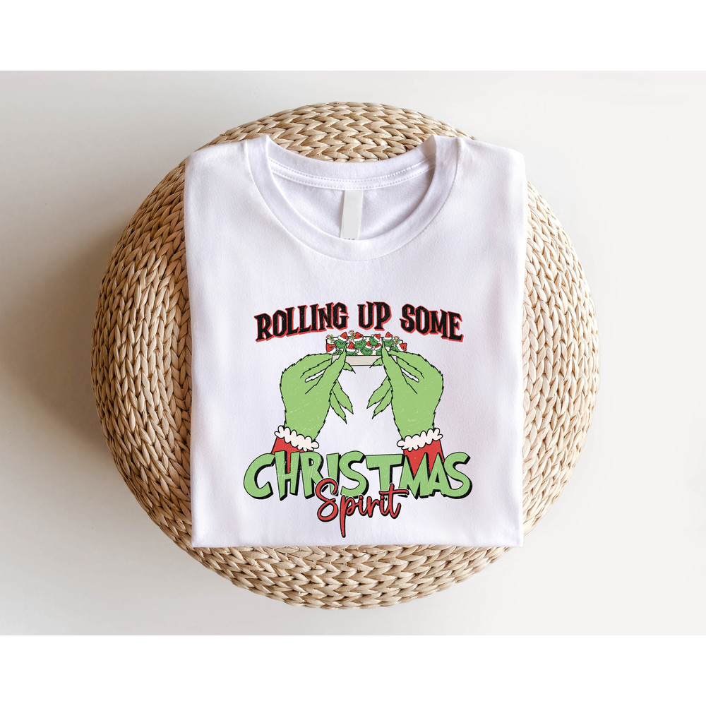Rolling up Some Christmas Spirit Shirt, Funny Christmas T-Shirt, Matching Christmas Family Tees, Christmas Couple Outfits, Christmas Gift.jpg