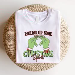 rolling up some christmas spirit shirt, funny christmas t-shirt, matching christmas family tees, christmas couple outfit