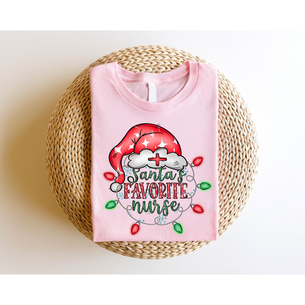 Santa's Favorite Nurse Shirt, Christmas Nurse T-Shirt, Nurse Holiday Gift, Nurse Life Christmas Tee, Nurse Appreciation Outfits, RN Nurse.jpg