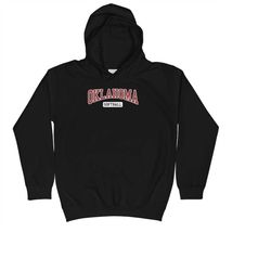 oklahoma softball classic retro style softball player kids hoodie