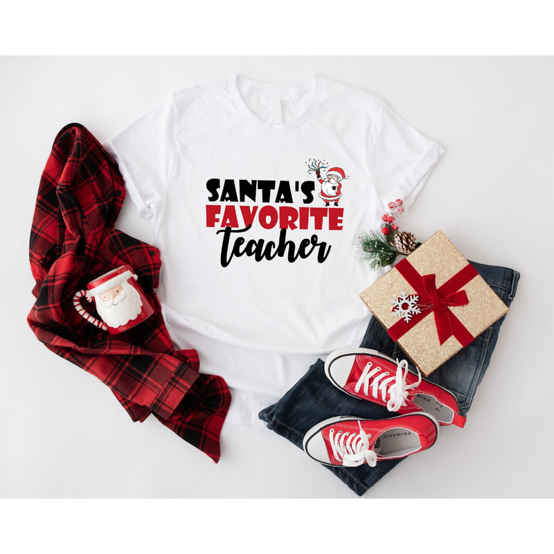 Santa's Favorite Teacher Shirt, Christmas Gift For Teachers, Christmas Teacher Appreciation, Christmas Teacher Hoodie, Xmas Holiday Teacher.jpg