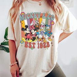 retro mickey & co est.1928 shirt, disneyworld shirts, vintage disneyland shirt, mickey and friends disneyland, disney