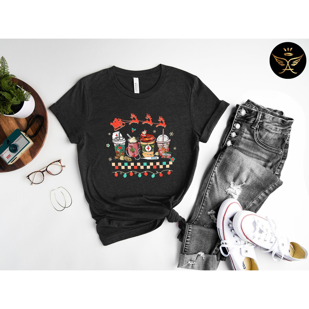 Christmas Coffee Shirt, Peppermint Iced Latte Snowmen Sweets Snow Warm Cozy Winter Women Shirt, Christmas Latte Shirt.jpg