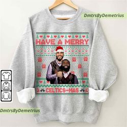 jayson tatum jaylen brown boston basketball shirt, celtics vintage 90s christmas sweatshirts, have a merry xmas shirt pt