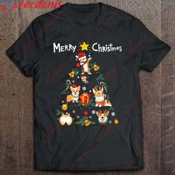 corgi christmas tree lights gift dog dad dog mom shirt, kids christmas shirts family  wear love, share beauty