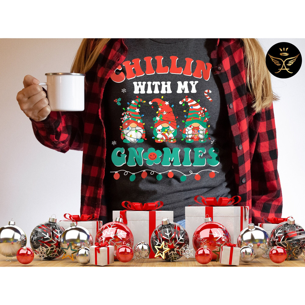 Christmas with my gnomies, Christmas crew Shirt, Cool Xmas Tee, Funny Christmas Shirt, Christmas Tee, Christmas Tree Family pajama tops.jpg