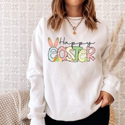 happy easter sweatshirt, easter holiday sweatshirt, bunny and carrot sweatshirt, easter eggs sweatshirt for easter, east