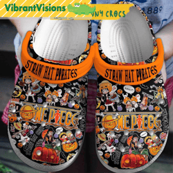 one piece straw hat pirates pumpkin halloween crocs shoes - discover comfort and style clog shoes with funny crocs