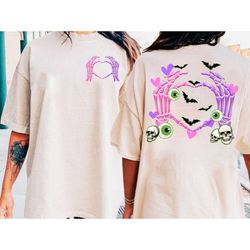 skeleton heart shirt, skeleton halloween sweatshirt, skeleton halloween shirt, funny skeleton hands, funny halloween tee