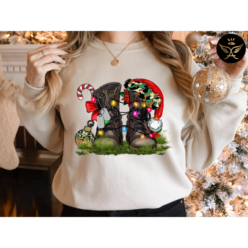 Country Christmas Adult Unisex Crewneck Sweatshirt, Funny Holiday Shirt, Merry, Christmas Shirt, Xmas Gift, Cowboy Boots.jpg