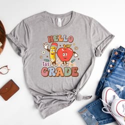hello first grade shirt for toddlers, back to school shirt, welcome back to school tee, school shirt gift for teacher, f