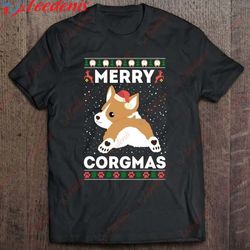 corgi ugly christmas sweater style merry corgmas santa corgi shirt, funny christmas outfits for couples  wear love, shar
