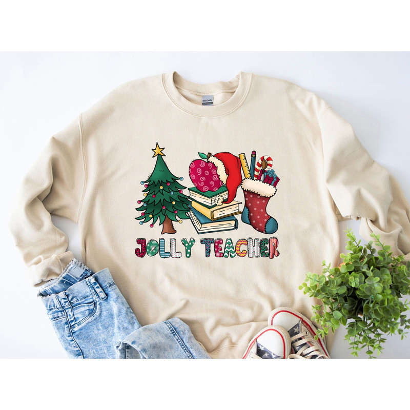 Jolly Teacher Sweatshirt, Deck the halls and not your Family, Christmas sweatshirt, Holiday Sweatshirt, Christmas.jpg