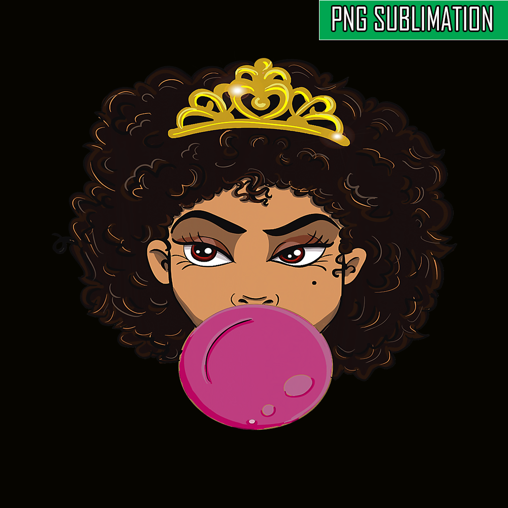 QUE15112314-Young Queen PNG, Bubblegum Queen PNG, Afro Girls PNG.png