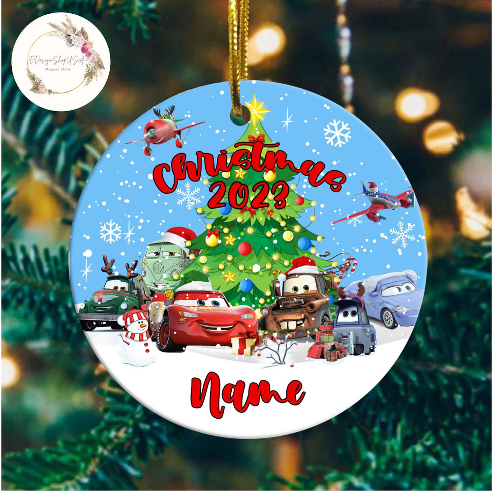 Personalized Disney Cars Christmas Ornament, Disney Christmas Family Ornament, Kids Name Christmas Ornament, Christmas Decor 1.jpg