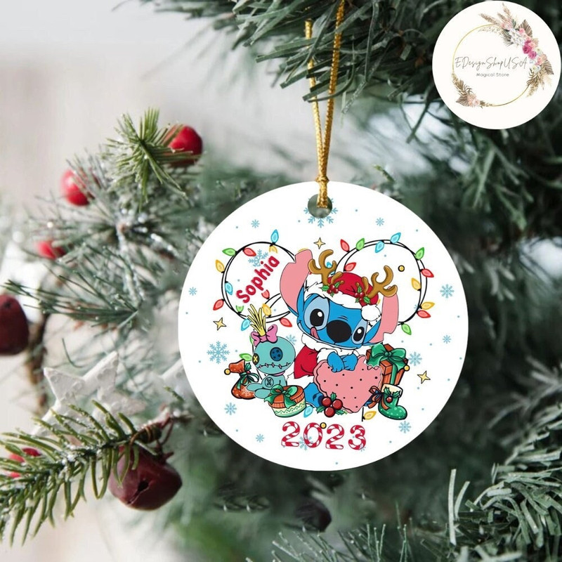 Personalized Disney Stitch Christmas Ornament, Stitch And Scrump Christmas Keepsake 2023, Disney Family Christmas Lights Decoration Gifts.jpg