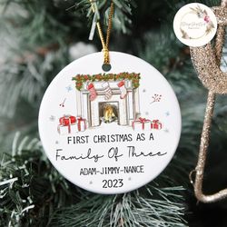 personalized first christmas as a family stockings ornament 2023, custom name family christmas keepsake