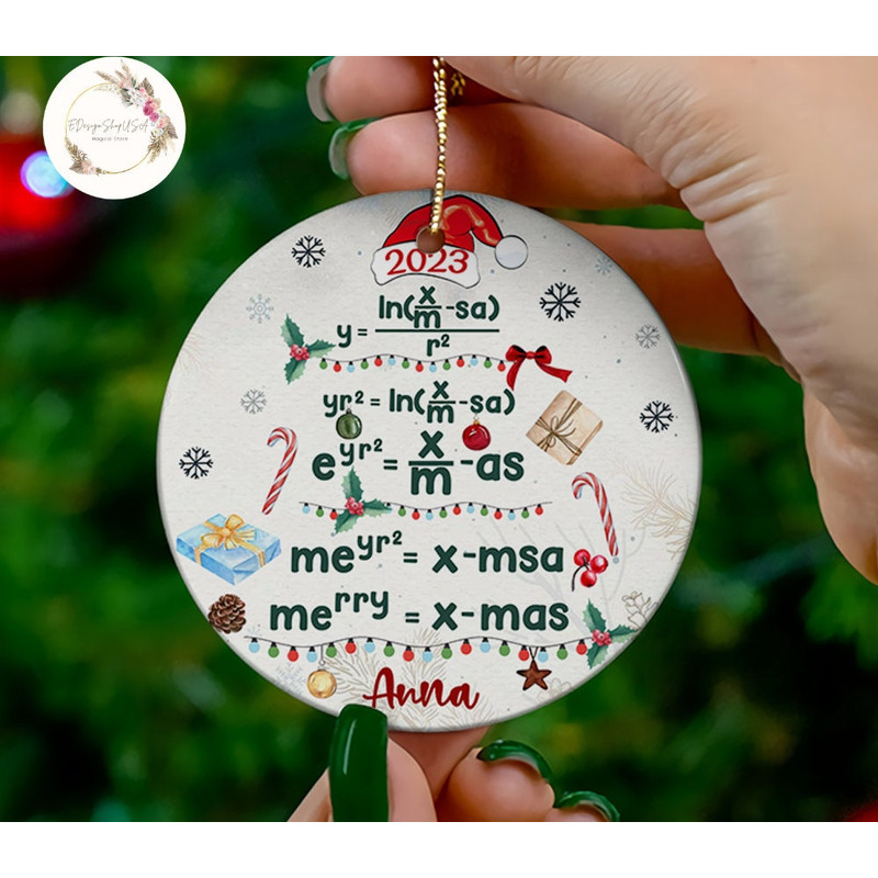 Personalized Math Teacher Ornament, Math Equation Christmas Tree Ornament, Santa's Favorite Teacher, Christmas Gift For Math Teacher.jpg