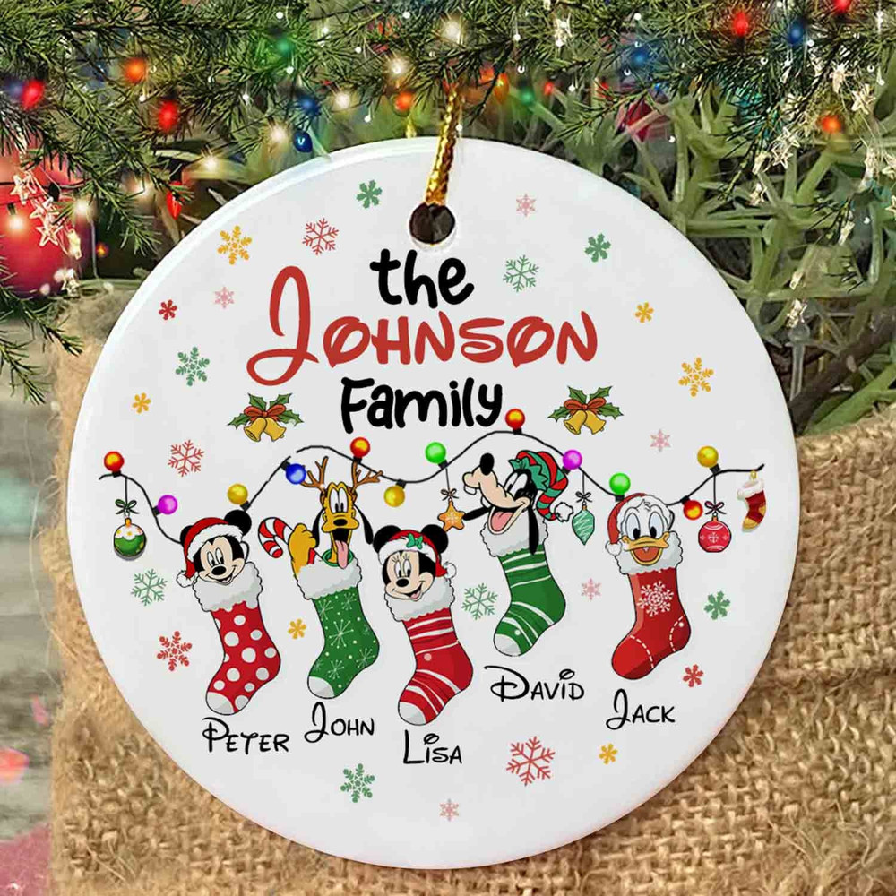 Personalized Mickey & Friends Stockings Christmas Ornament, Disney Christmas Family Ornament, Kids Name Christmas Ornament, Christmas Decor.jpg