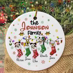 personalized mickey friends stockings christmas ornament, disney christmas family ornament, kids name christmas ornamen