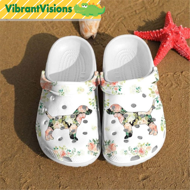 Beagle Pink Flower Dog Crocs - Discover Comfort And Style Clog Shoes With Funny Crocs.jpg