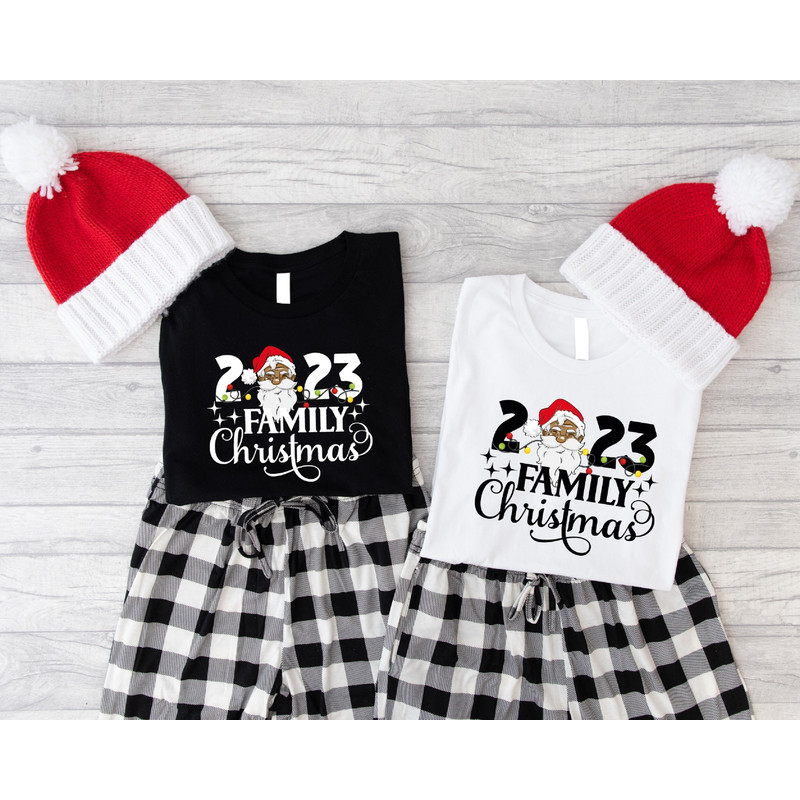 Afro Family Christmas 2023 Shirt, Black Family Christmas 2023 T-Shirt, Black Santa Tee, Family Christmas Party Outfits, Melanin Christmas.jpg