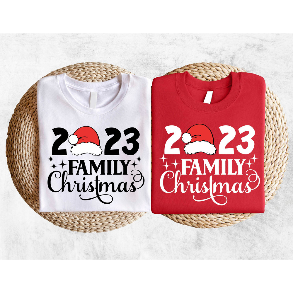 2023 Family Christmas T-Shirts, Tis The Season Shirt, Family Reunion Shirts, Matching Family Tees, Santa Hat Family 2023 T-shirts.jpg