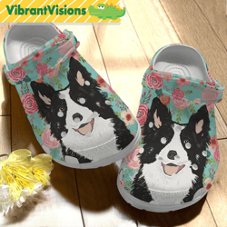 border collie floral crocs clog shoes
