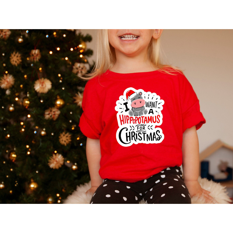 I Want A Hippopotamus T-Shirt, Christmas Hippopotamus Tee, Gift For Christmas, Christmas Kids Outfits, Merry Christmas Christmas 2023 Shirt.jpg