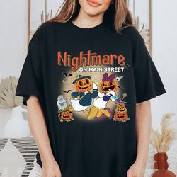 vintage donald daisy duck halloween pumpkin shirt  donald duck nightmare on mainstreet shirt  wdw spooky season trick or