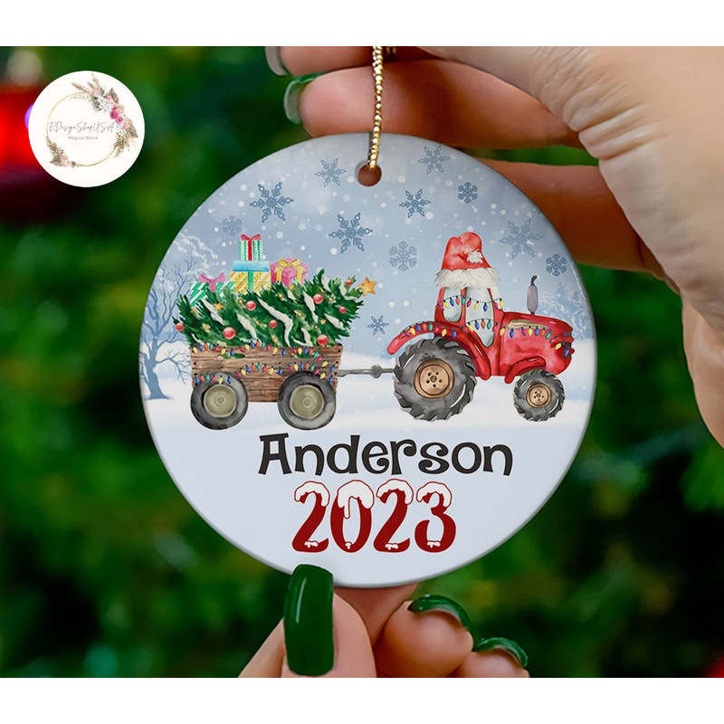 Personalized Tractor Christmas Ornament, Girls Boys Xmas Ornament, Kids Christmas Gift, Bbay 1st Christmas Ornament, Christmas Keepsake.jpg