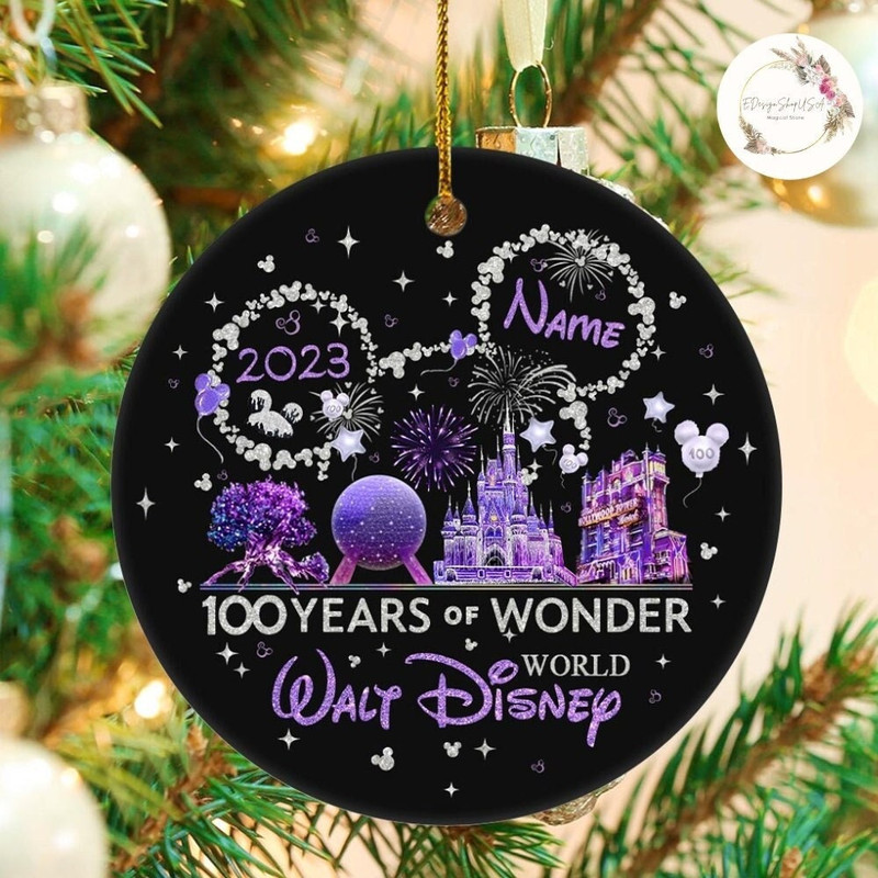 Personalized Walt Disney World 100 Years of Wonder 2023 Christmas Ornament, Mickey and Friends 100th Anniversary, Disney Family Christmas.jpg