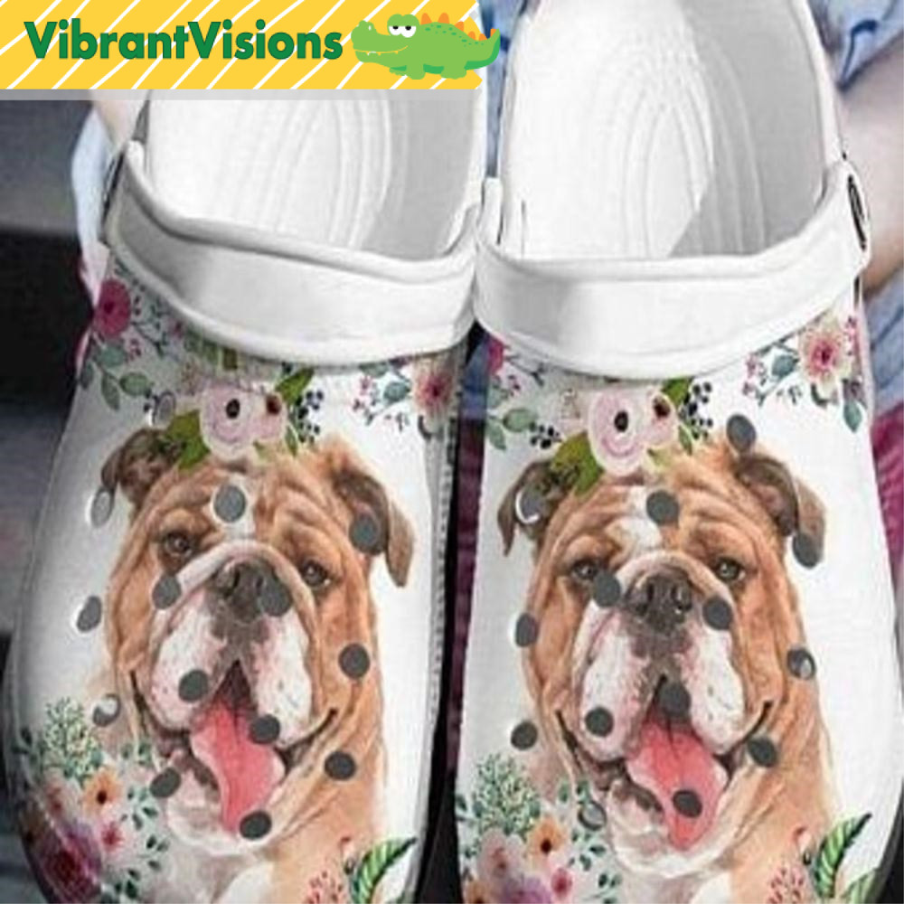 Bulldog Flower Dog Crocs - Discover Comfort And Style Clog Shoes With Funny Crocs.jpg