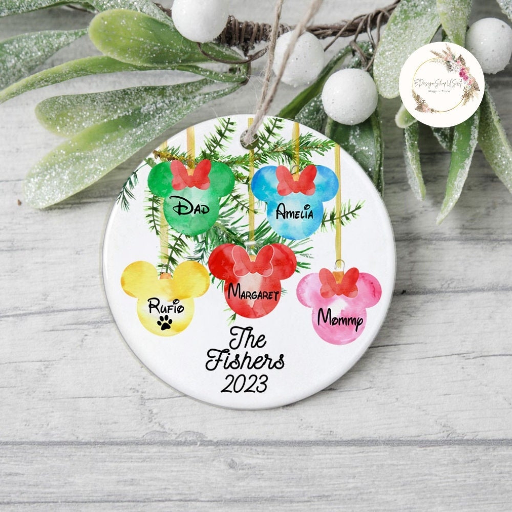 Personalized Watercolor Mickey Minnie Ears Disney Family Christmas Ornament, Disney Family Name Christmas Tree Decor, Christmas Bauble 2023.jpg