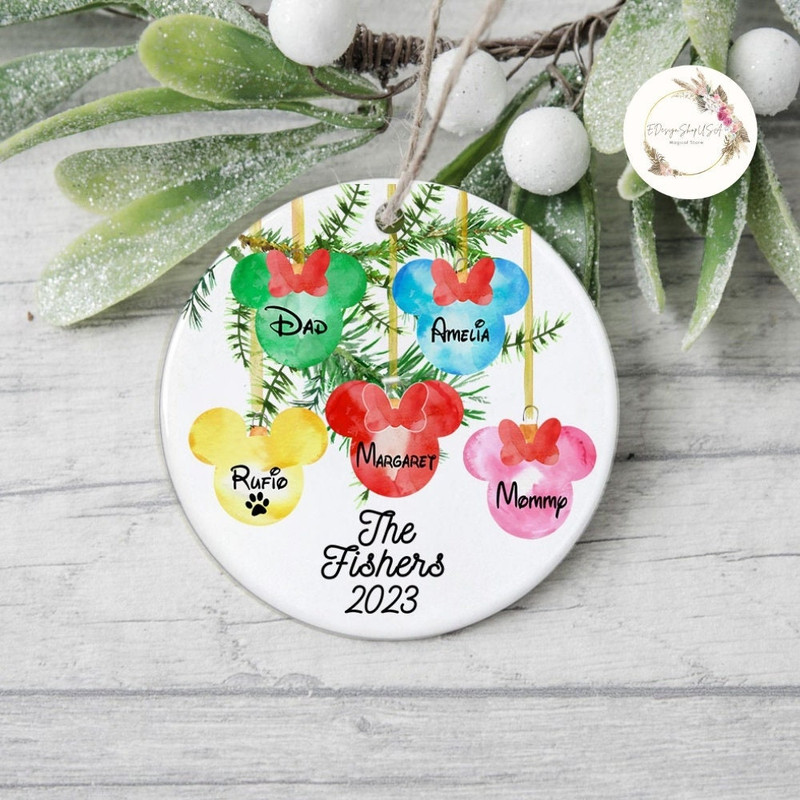 Personalized Watercolor Mickey Minnie Ears Disney Family Christmas Ornament, Disney Family Name Christmas Tree Decor, Christmas Bauble 2023.jpg