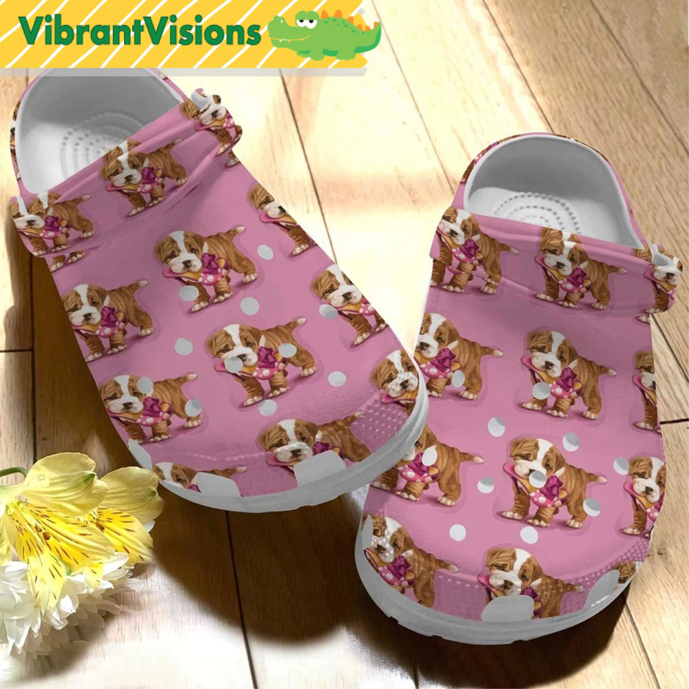 Bulldog Puppies Pink Crocs - Discover Comfort And Style Clog Shoes With Funny Crocs.jpg