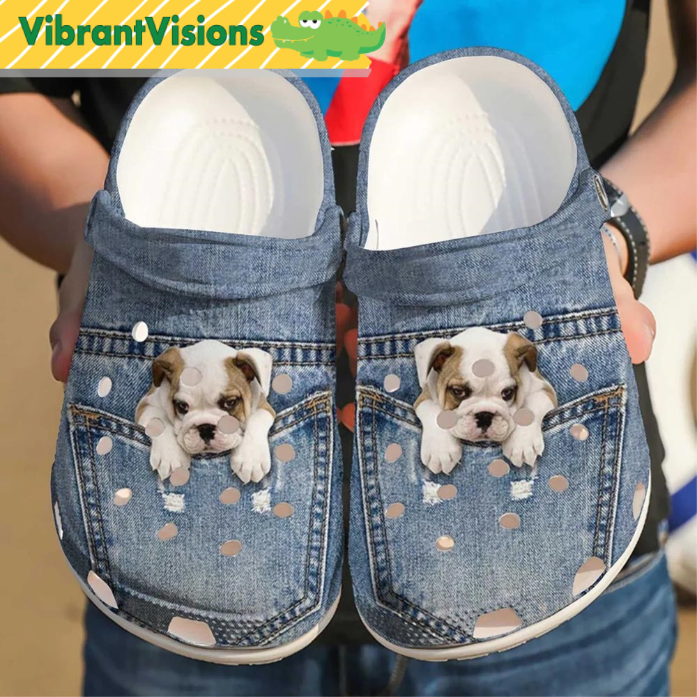 Bulldog Puppy Jeans Dog Crocs Clogs - Discover Comfort And Style Clog Shoes With Funny Crocs.jpg