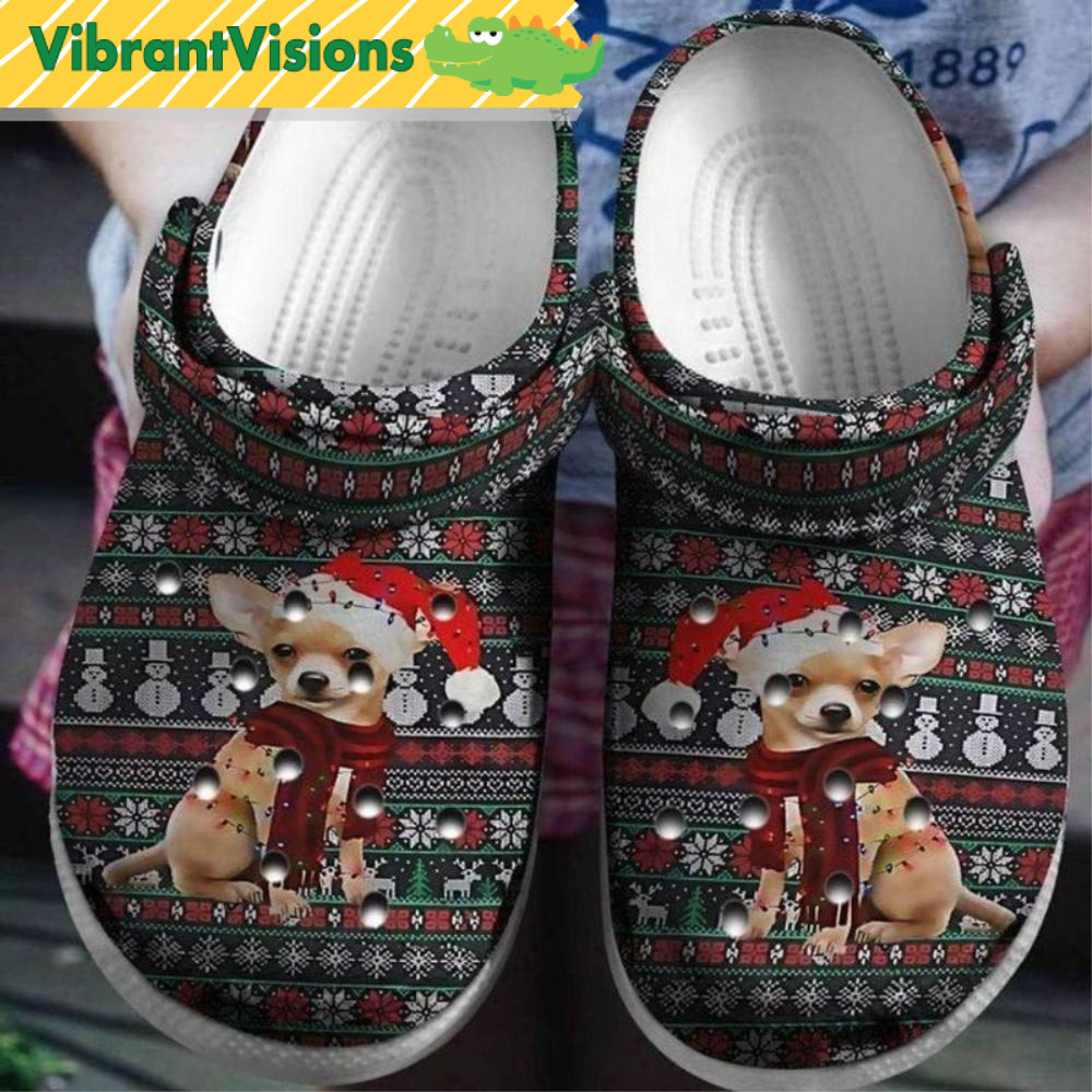 Chihuahua Christmas Knitted Dog Crocs - Discover Comfort And Style Clog Shoes With Funny Crocs.jpg