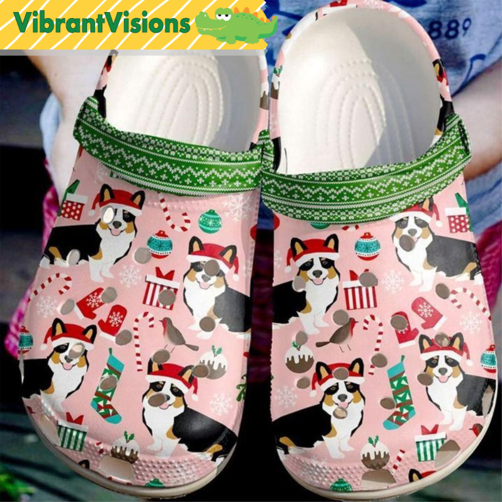 Corgi Puppy Noel Ball Socks Candy Christmas Crocs - Discover Comfort And Style Clog Shoes With Funny Crocs.jpg